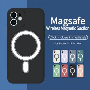 For IPhone 13 12 11 Pro Max Mini 7 8 Plus X XS Max XR SE 2 Magsafing Liquid Silicon Magnetic Case With Wireless Charging Ring
