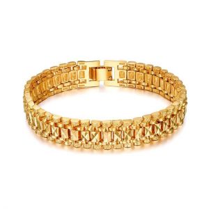 Beauty(WA)Shop (Men's( Accessories Chunky Mens Hand Chain Bracelets Male Wholesale Bijoux Gold/Silver Color Chain Link Bracelet For Men Jewelry pulseira masculina