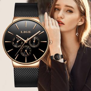 2021 Classic Women Rose Gold Top Brand Luxury Laides Dress Business Fashion Casual Waterproof Watches Quartz Calendar Wristwatch