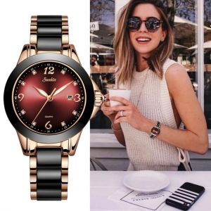 Relogio Feminino SUNKTA Women Watches Waterproof Top Brand Luxury Watch Women With Ceramics And Metal Strap Relojes Para Mujer
