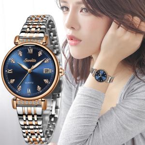 Montre Femme SUNKTA New Women Watch Top Luxury Brand Creative Design Steel Women&#x27;s Wrist Watches Female Clock Relogio Feminin