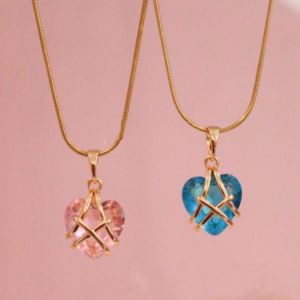 Barbie diamond castle necklace heart for kids girls birthstone heart necklace for women anima jewelry cute kawaii kidcore jewelr